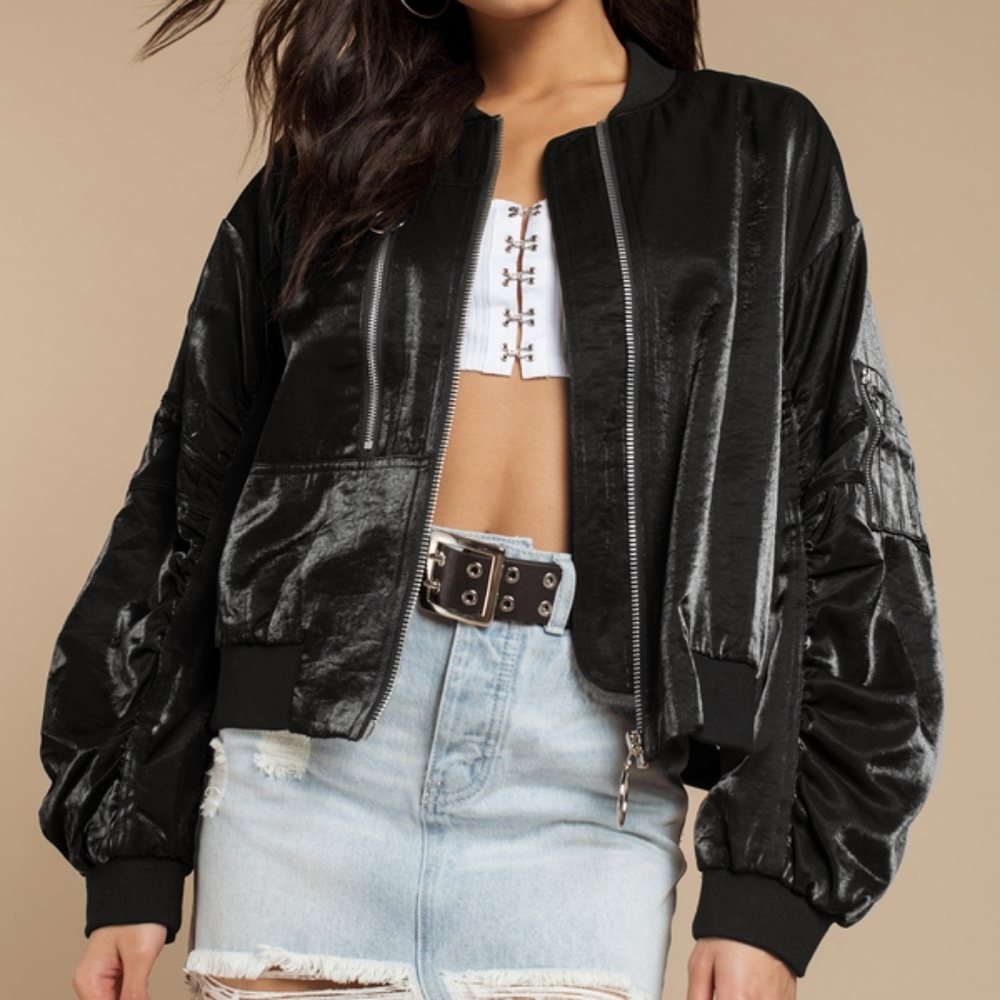 Dolls Kill Shiny O Ring Bomber Jacket